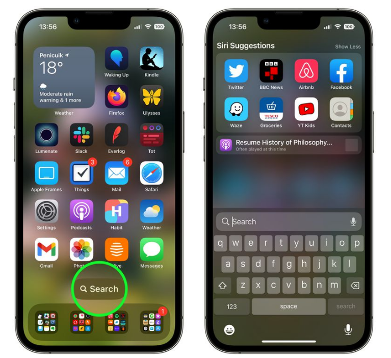 潍城苹果手机维修分享升级到 iOS 16 后，如何删除主屏幕上的搜索按钮 