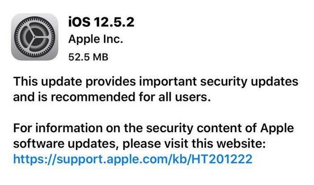 潍城苹果手机维修分享iOS12.5.2发布，建议所有老苹果用户安装 